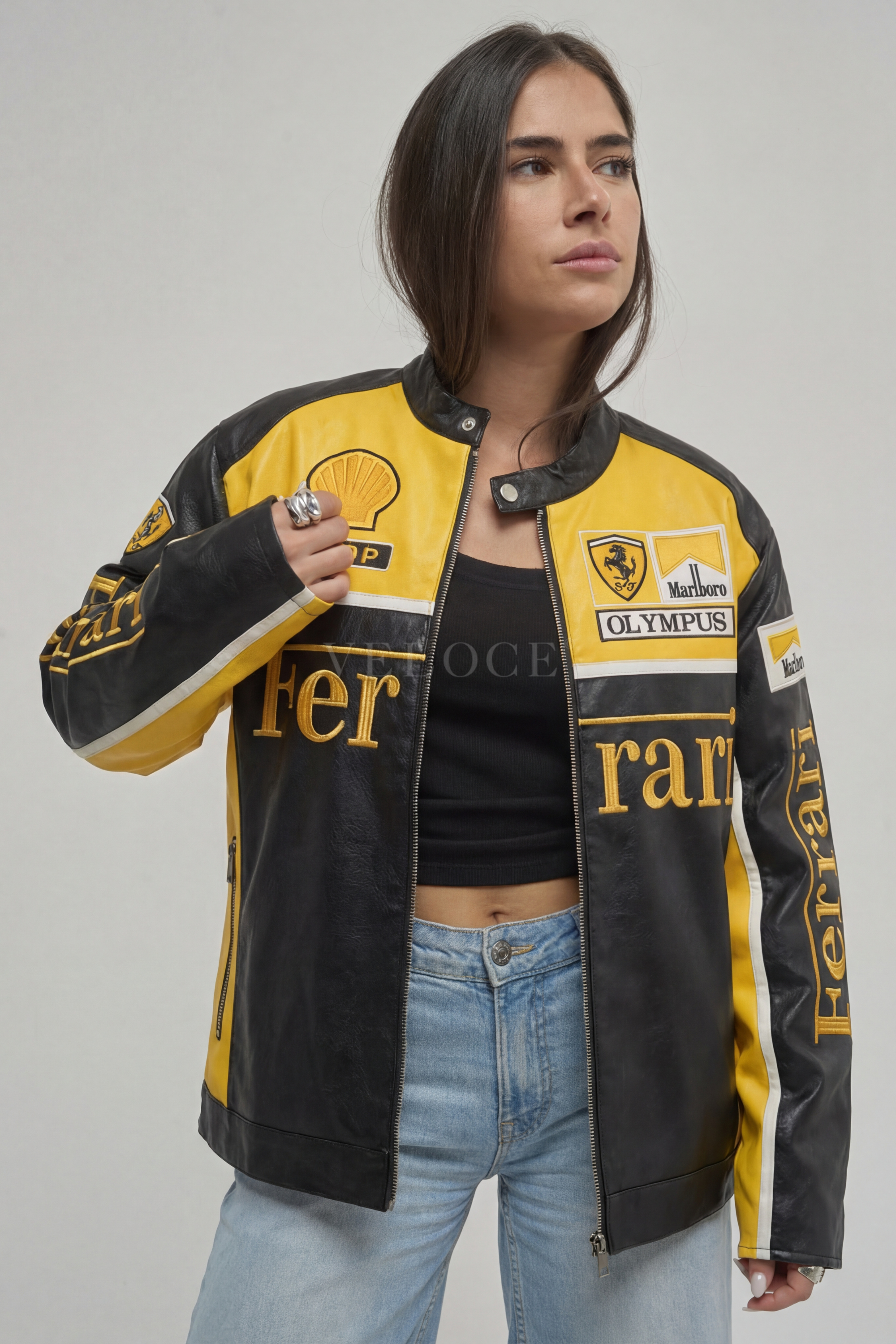 Heritage Leather Jacket Ferrari F1 Olympus Yellow Edition