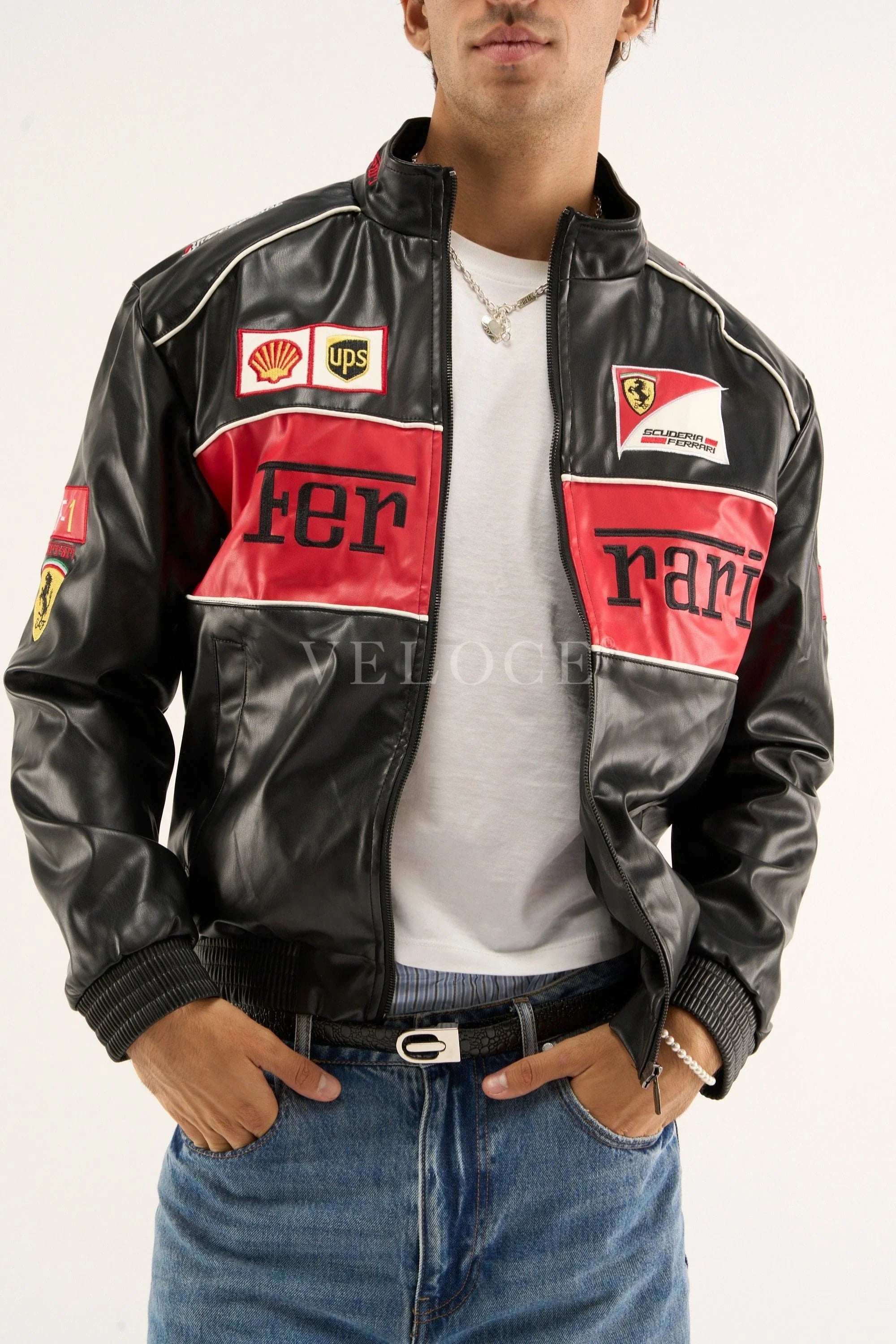Heritage Leather Jacket Ferrari F1 Red Edition