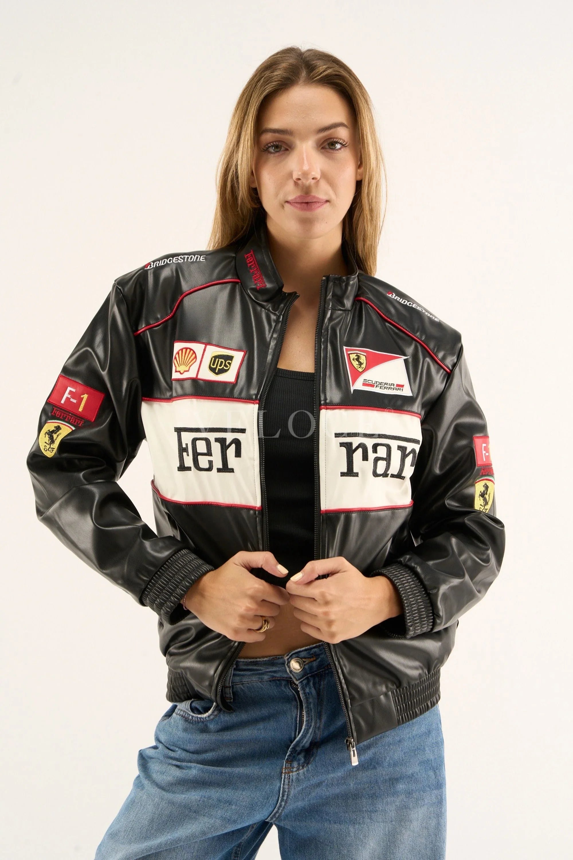 Heritage Leather Jacket Ferrari F1 White Edition