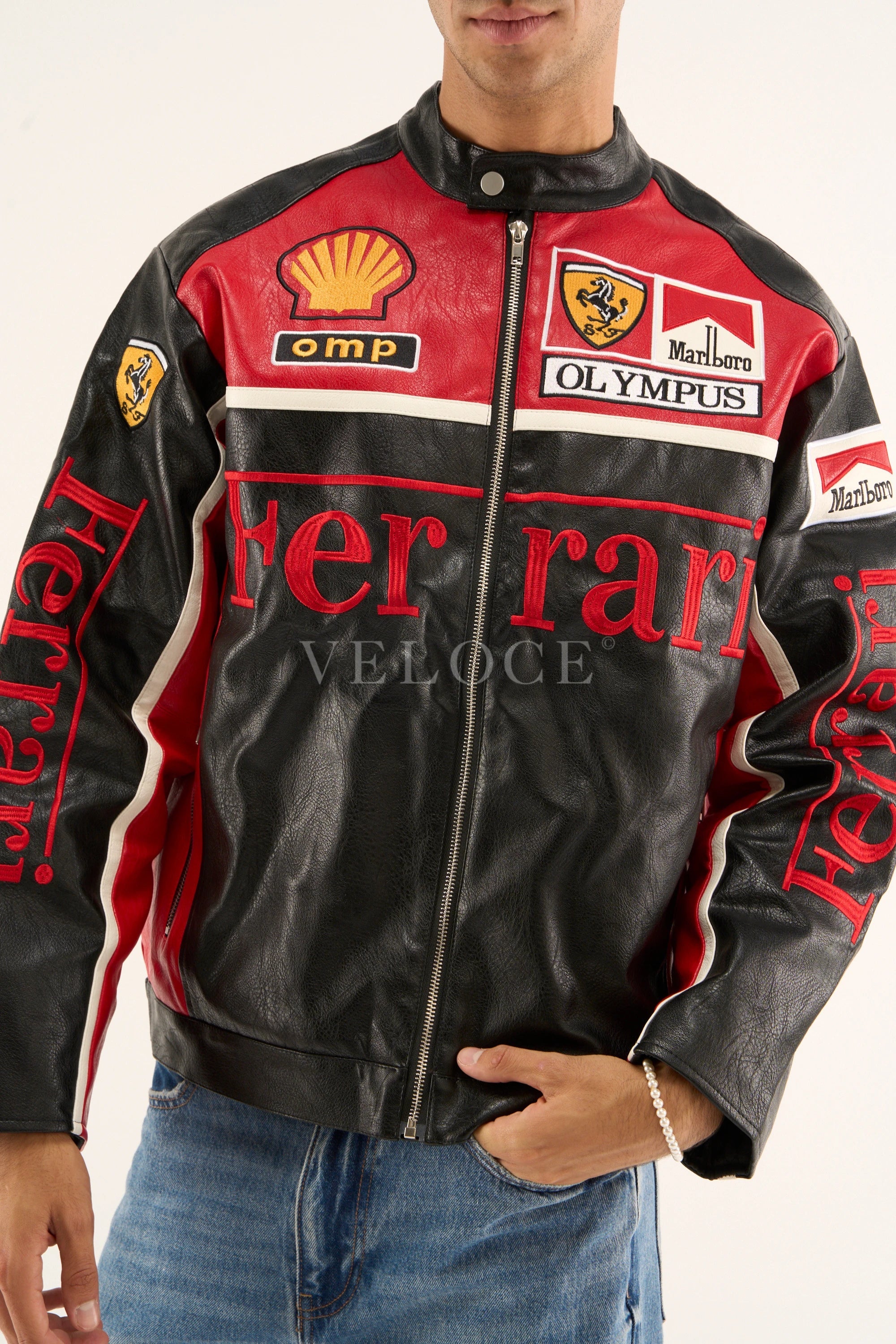 Heritage Leather Jacket Ferrari F1 Olympus Red Edition